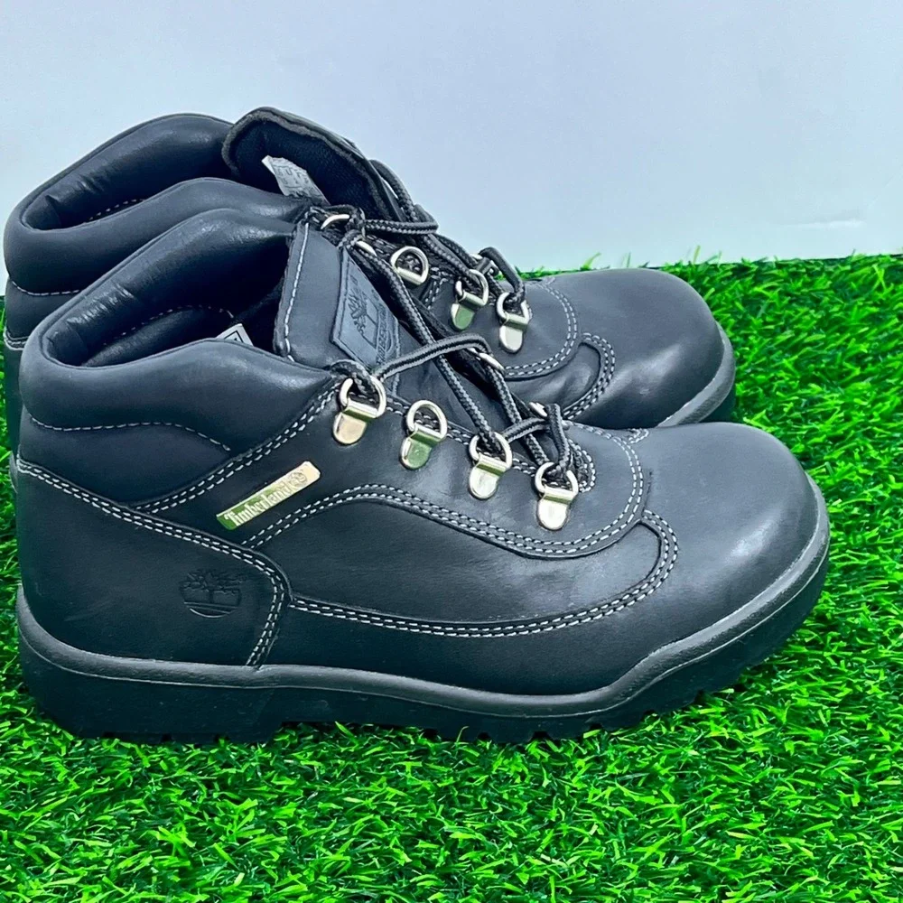 NWOB Timberland Field Triple Black Leather Mid Boots Waterproof‎ Sz 2.5 Unisex